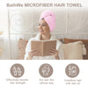 BathWe Ultra Plush Microfiber Hair Towel Wrap for Women, 4 Pack Ultra Absorbent Twist Hair Turban Drying Cap Hair Wrap, for Drying Curly, Long & Thick Hair,Pink and Light Blue